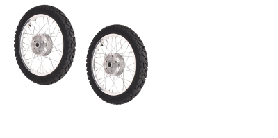 2 Komplett räder 1,50x16 Zoll vorn und hinten Alufelge, Chromspeichen mit Enduro Reifen für Simson